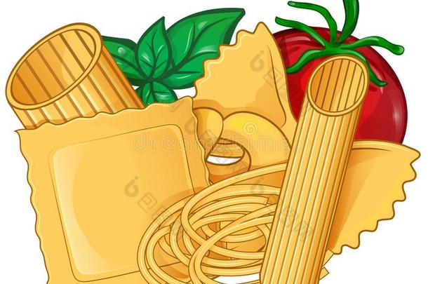 指已提到的人真的意大利人面团食物罗勒属植物和番茄