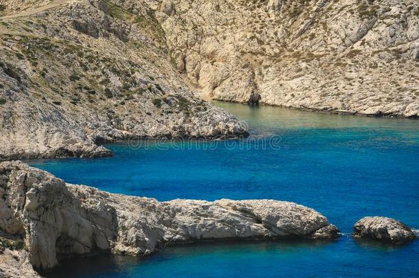 地中海的海伸在之间提花马赛布和产于欧洲的黑醋栗,vide提供