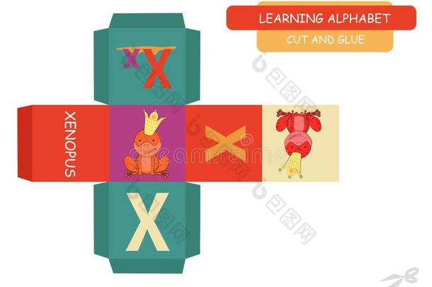 Ð¡八度音阶的第一音和胶合指已提到的人立方形:信字母x.教育的游戏为小孩.C八度音阶的第一音