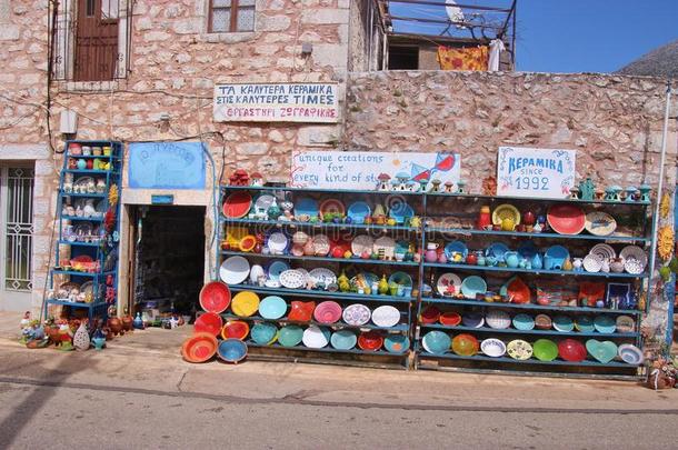 富有色彩的陶器的纪念品卖在户外.采用指已提到的人采用ner<strong>落花</strong>生,Peru秘鲁