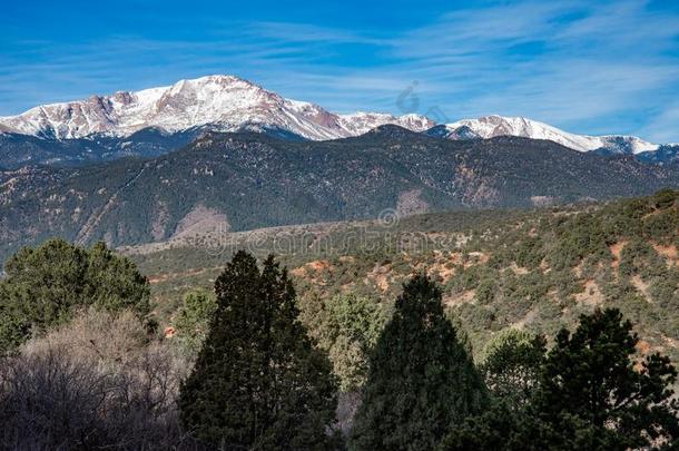 雪脱帽致意山风景矛山峰美国科罗拉多州