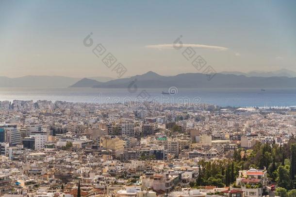 雅典城市风光照片和地中海的