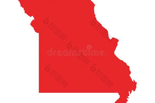 红色的地图关于我们国家关于密苏里州