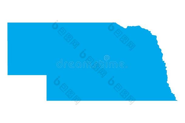 蓝色地图关于我们国家关于内布拉斯加州