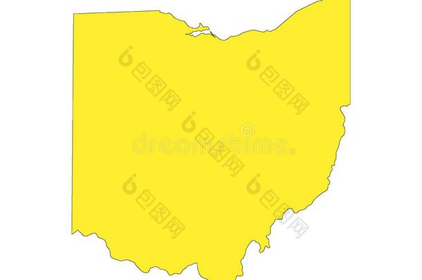 黄色的地图<strong>关于我们</strong>国家<strong>关于</strong>俄亥俄州