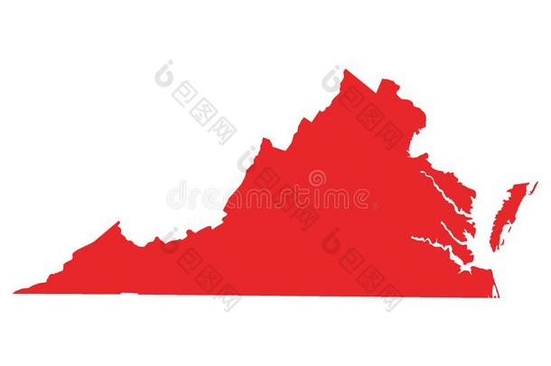 红色的地图<strong>关于我们</strong>国家<strong>关于</strong>维吉尼亚