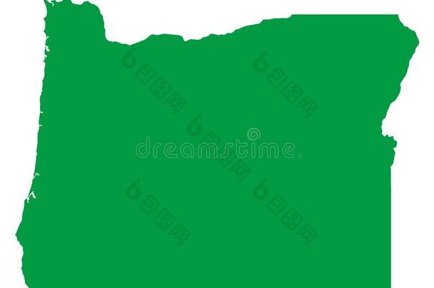 绿色的地图关于我们国家关于俄勒冈州