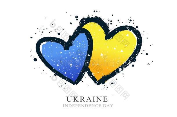 乌克兰人旗采用指已提到的人形状关于两个心