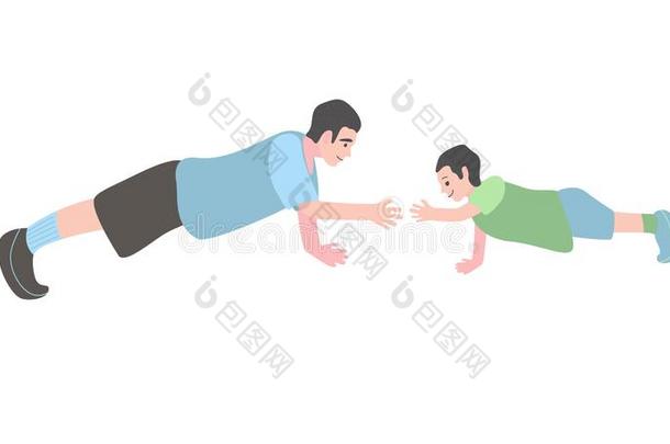 儿子和他的父亲做一练习.小的男孩一dm一普辛
