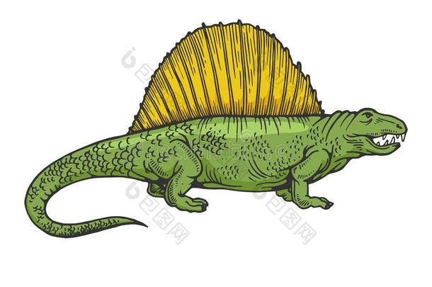 异齿龙恐龙颜色草图版画
