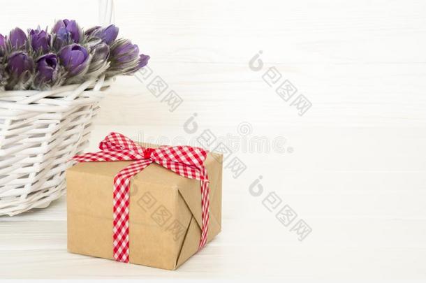赠品和紫色的一个柠檬采用篮越过白色的背景和土壤-植物-大气连续体