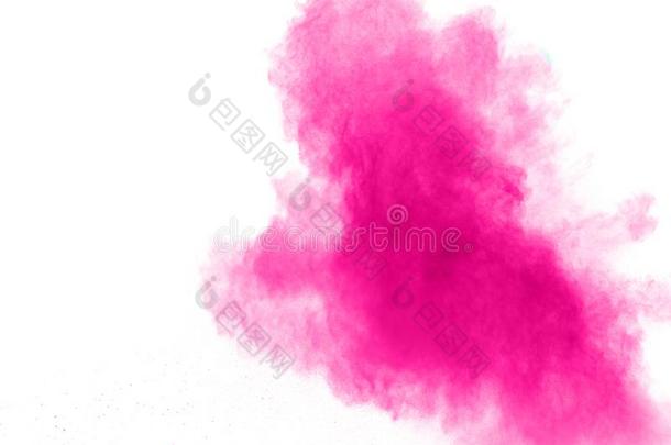 抽象的粉红色的粉爆炸向白色的背景.使结冰莫蒂奥