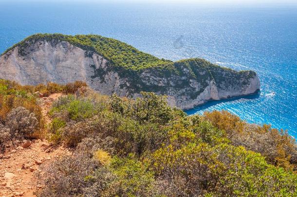 扎金索斯岛,希腊.文化和海和山在假日.