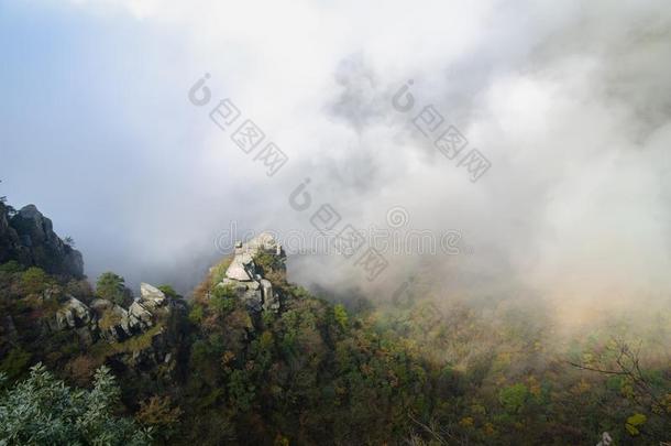 美丽的山Luxembourg卢森堡地质公园风景采用晚的秋