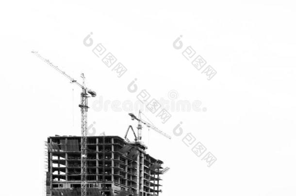 工业的建筑物鹤和建筑物黑的和白色的Ins公司