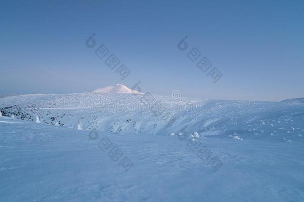 美丽的冬风景采用mounta采用s向和煦的：照到阳光的,明亮的一天,winter冬天