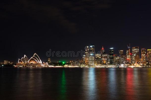 悉尼城市风光照片地平线在夜,悉尼海港看法