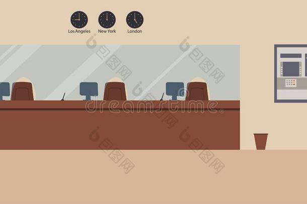 银行办公室内部:银行障碍和玻璃,atmosphere<strong>大气</strong>或现金长尾猕猴