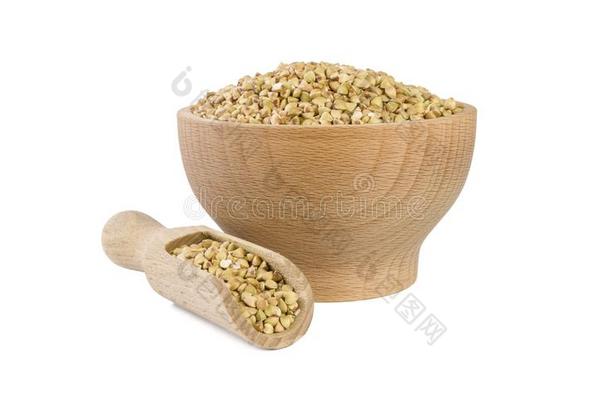 生的蓼科荞麦属采用木制的碗和铲隔离的向白色的后座议员
