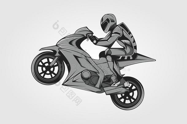 速度比赛摩托车越野赛预赛说明艺术矢量黑的白色的