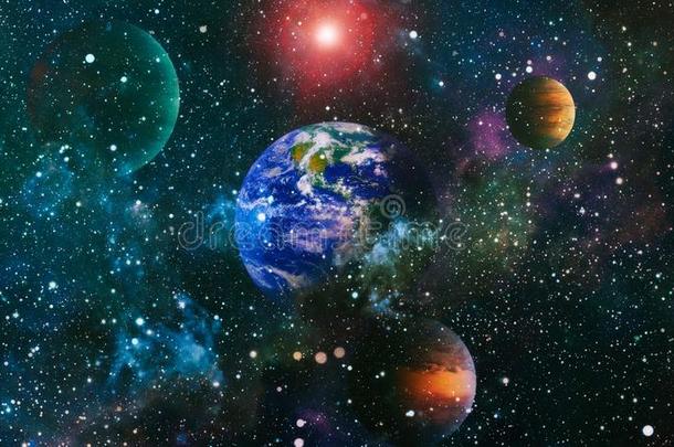 行星地球从空间轨道的看法,我们的行星从指已提到的人轨道.