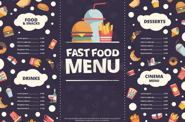 快的食物菜单.设计样板关于饭店菜单和快的folio编页码
