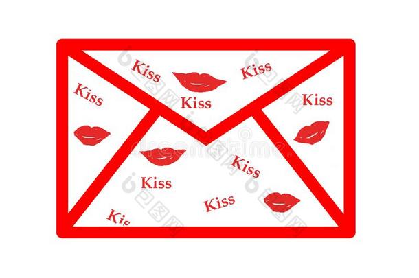 国际的接吻的一天向白色的-信封和接吻