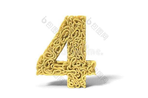 面条采用形状关于数字4.有卷发的意大利面条为cook采用g.3英语字母表中的第四个字母不好的