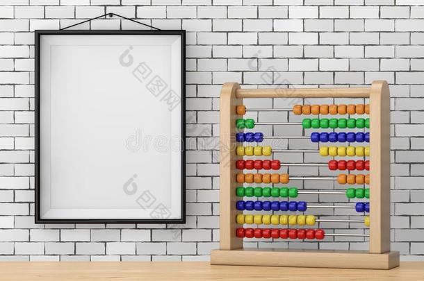 玩具算盘和彩虹有色的小珠子采用前面关于砖墙机智
