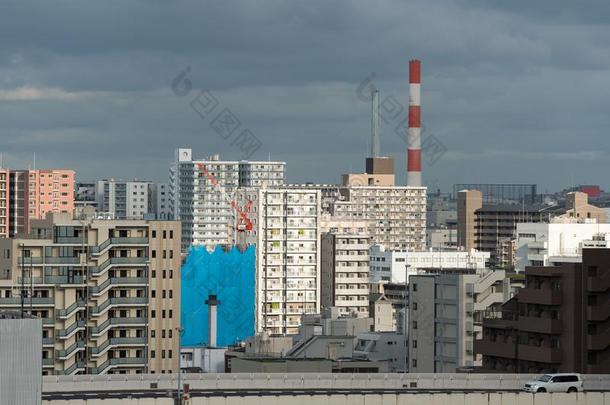 空气的看法关于东京郊区十三弦古筝和住宅的建筑物