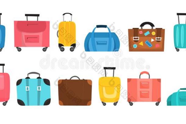 行李为旅行放置.大的收集关于各种各样的手提箱