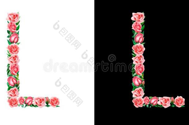 水彩花的字母表关于玫瑰,字母组合,标题信英语字母表的第12个字母是（be的三单形式