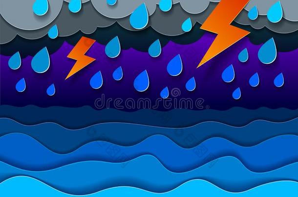 <strong>雷电</strong>交加的暴风雨和闪电般的越过指已提到的人海和弯曲的波<strong>下雨</strong>的