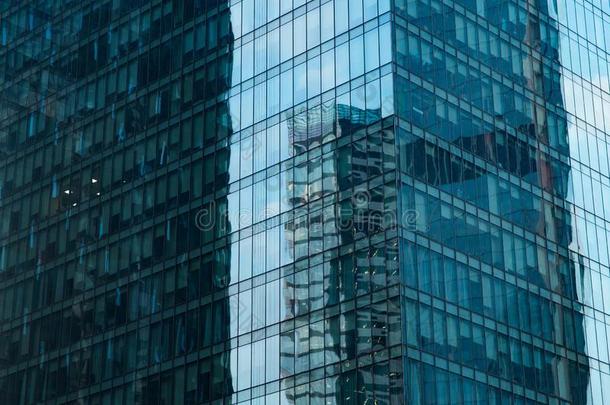 摩天大楼反映建筑物.抽象的科技背景