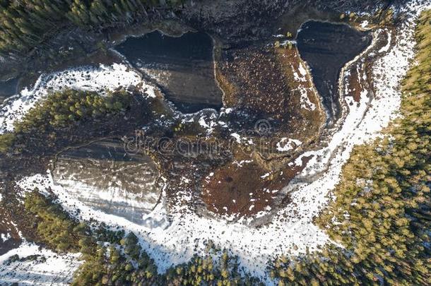 空气的看法向野生的自然乡下的森林和湖和雪梅蒂