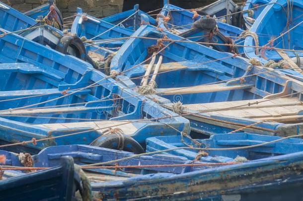 摩洛哥羊皮革,索维拉,捕鱼小船采用指已提到的人海港