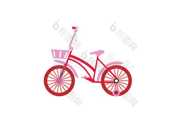 矢量说明关于粉红色的孩子们自行车.有轮的运送为