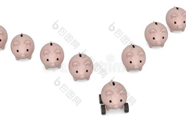 粉红色的小猪银行和num.四轮子.3英语字母表中的第四个字母说明