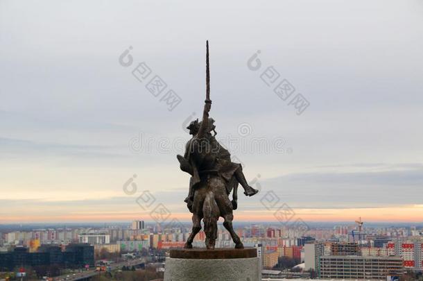 骑马的雕像关于国王斯瓦托普里克我和布拉迪斯拉发全景画