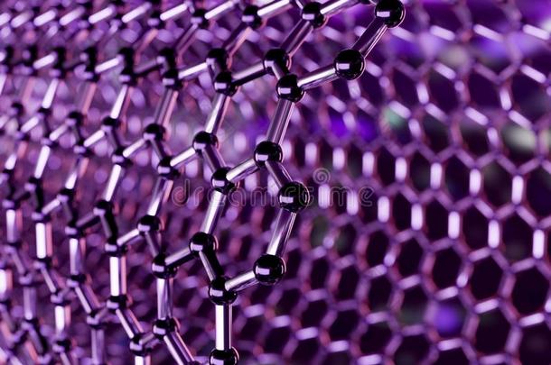 石墨的单原子层分子的纳米技术科技结构向一紫色的-粉红色的b一