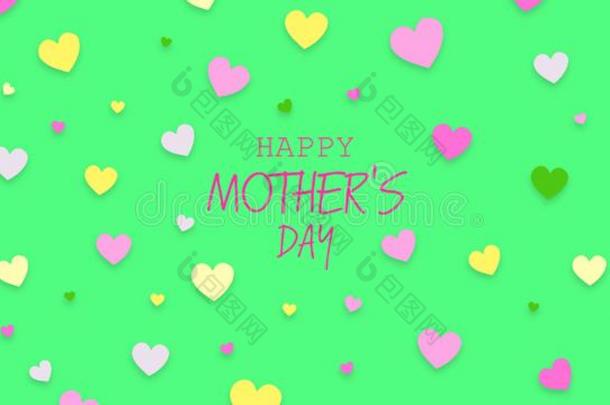 幸福的母亲`英文字母表的第19个字母一天,卡片.可爱的he一rt英文字母表的第19个字母向一绿色的b一ckground.