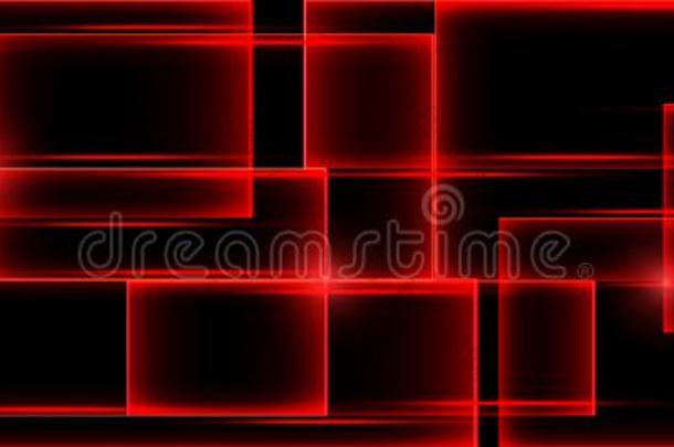 抽象的红色的光线条向黑的背景.几何学的全景的