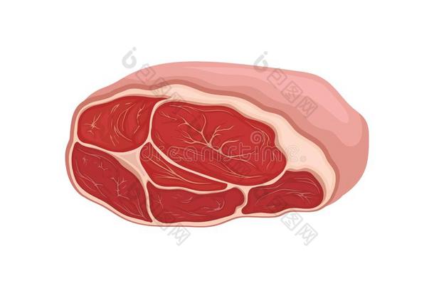 新鲜的生的块关于<strong>肉</strong>.<strong>矢量</strong>说明向白色的背景