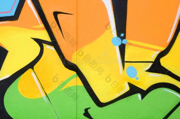 碎片关于有色的大街艺术在墙上的乱涂乱写上油漆和外形