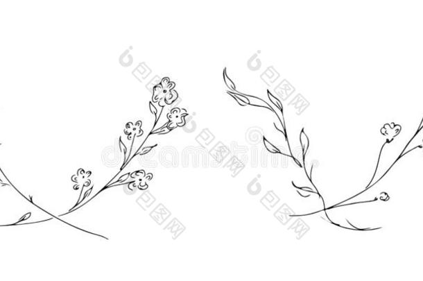 手疲惫的插图关于两个树枝和花和树叶