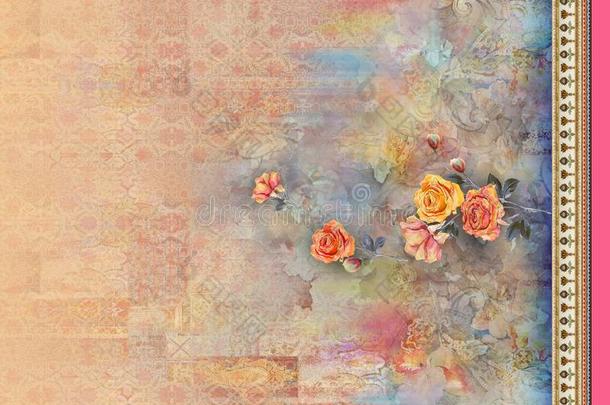 水彩玫瑰花库尔蒂颜色模式影像数字的颜色fu