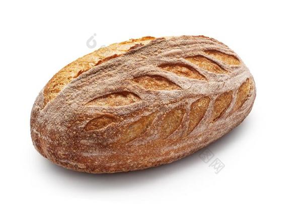 美味的发嘎<strong>吱</strong>嘎<strong>吱</strong>声的面包皮面包隔离的向白色的背景