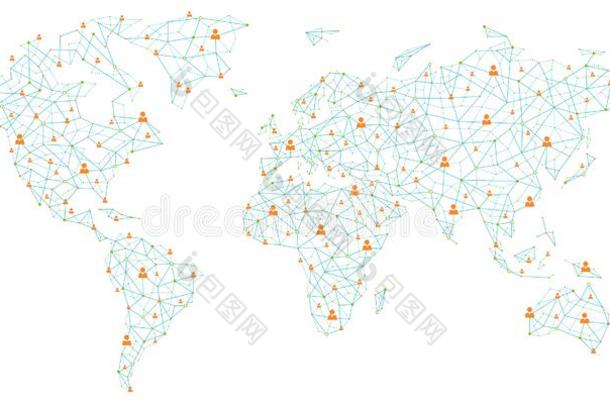 世界地图-全球的人商业连接