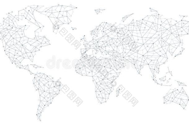 世界地图-全球的科技和商业连接