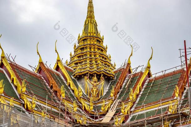 宏大的宫<strong>佛</strong>教的庙采用扇形棕榈细纤维,泰国.